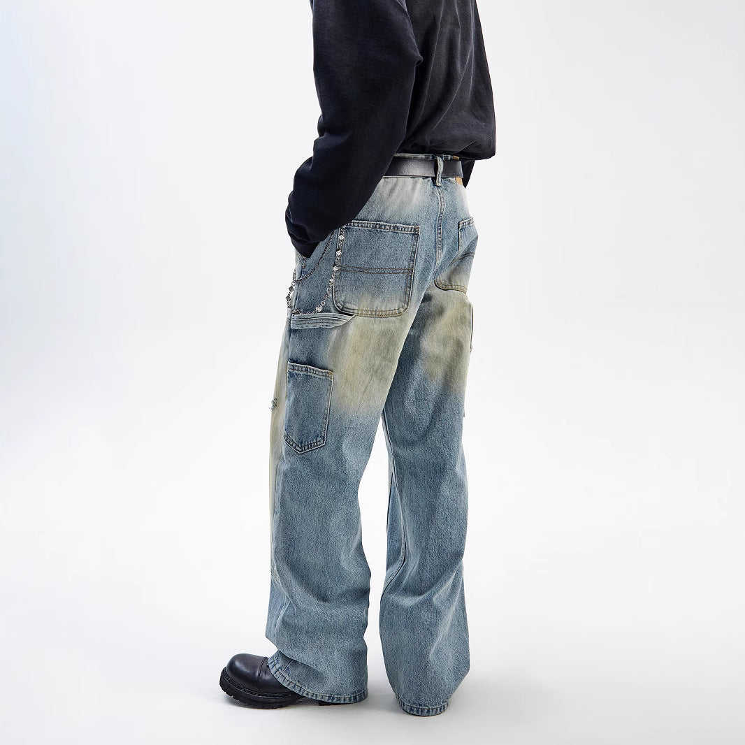American Style Washed-out Vintage Straight Casual Loose Jeans - Lootquake