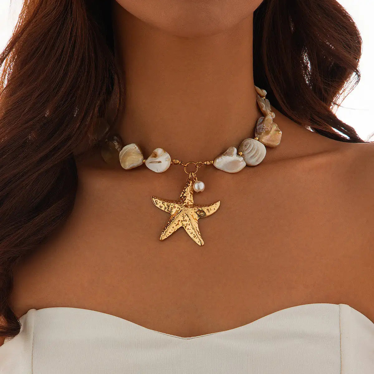 Classic Conch Pendant Necklace For Women Bohemian Starfish Beaded Choker Necklace Summer Beach Neck Fashion Jewelry - Lootquake
