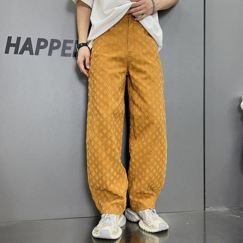 Loose Straight Washed Denim Large Pocket Pants Trendy - Lootquake