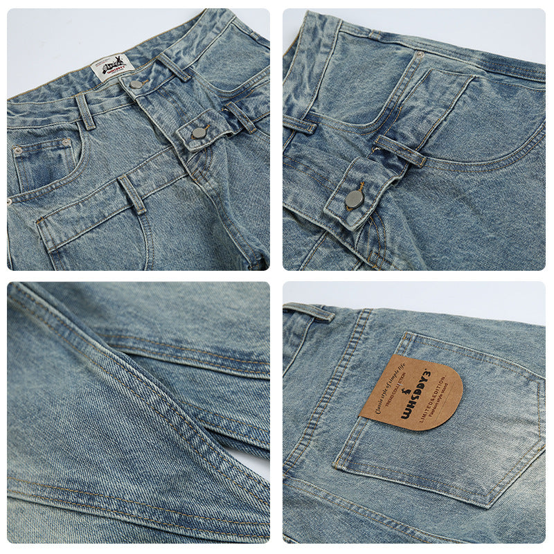 Double Waist Design Loose Leisure Workwear Trousers - Lootquake