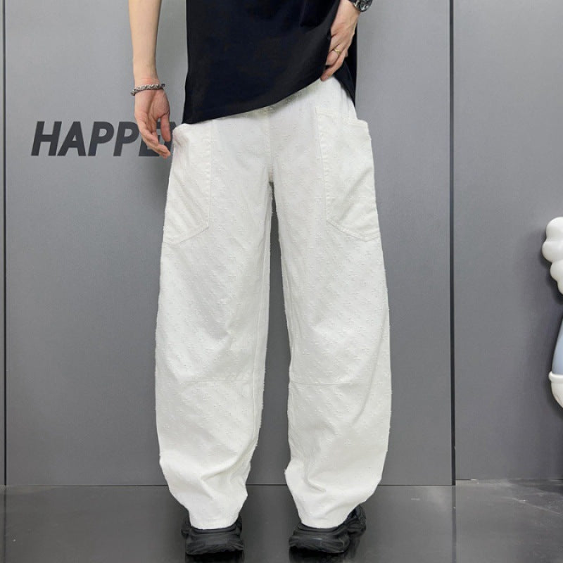 Loose Straight Washed Denim Large Pocket Pants Trendy - Lootquake