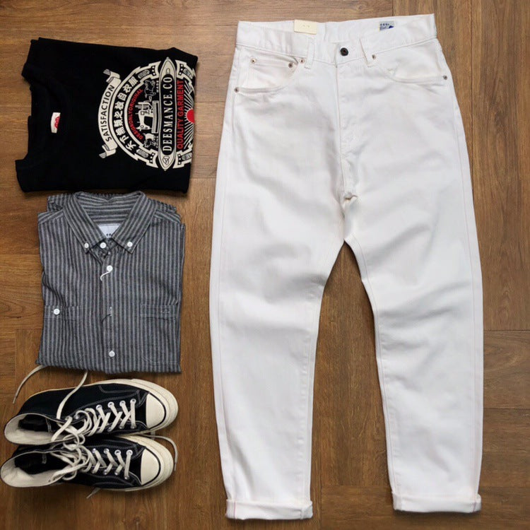 New Straight Men's Casual White Jeans - Lootquake