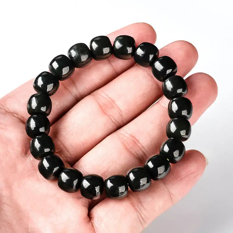 Women's Simple And Natural Hetian Dark Jade Bucket Bracelet - Lootquake