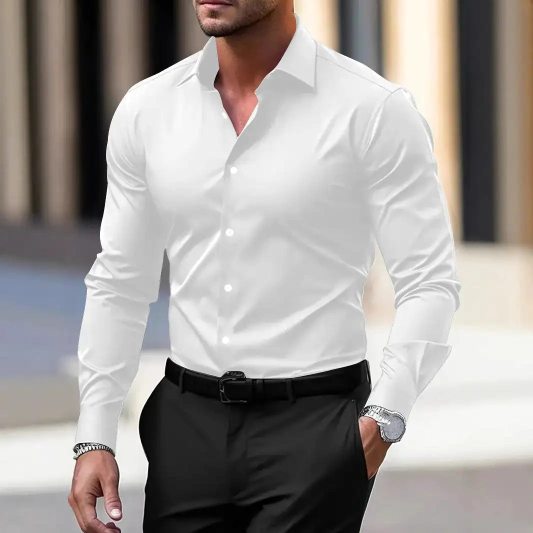 Men's Long Sleeve Business Formal Wear Slim Fit Shirt - Lootquake