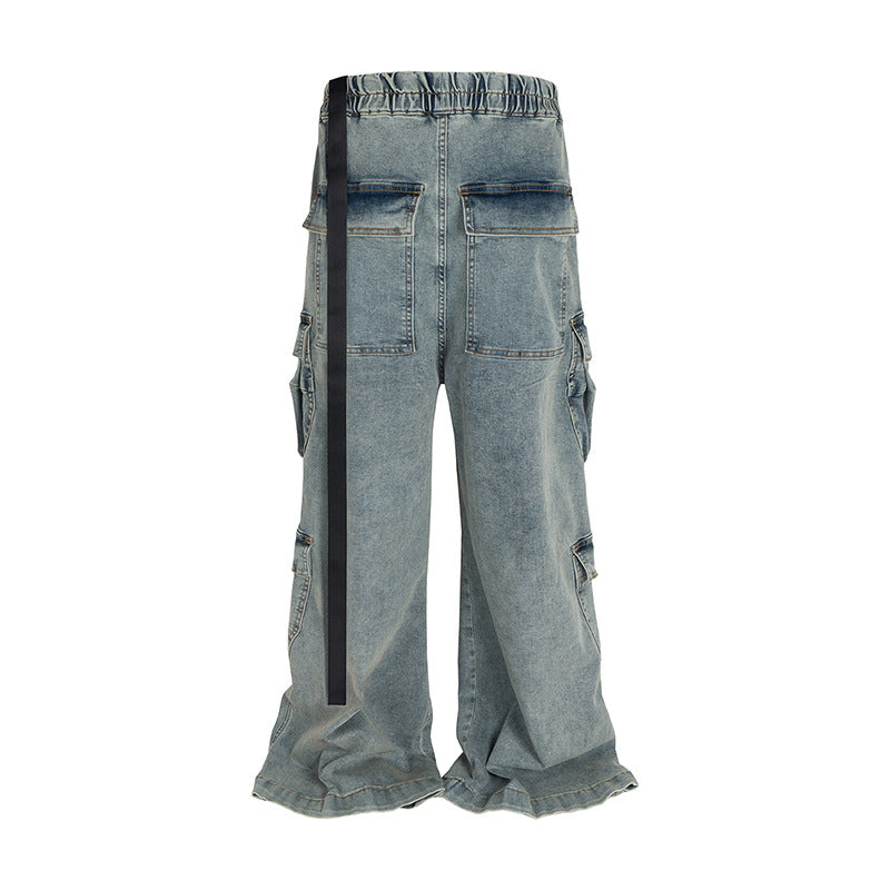 High Street RO Style Multi-pocket Workwear Mop Jeans - Lootquake
