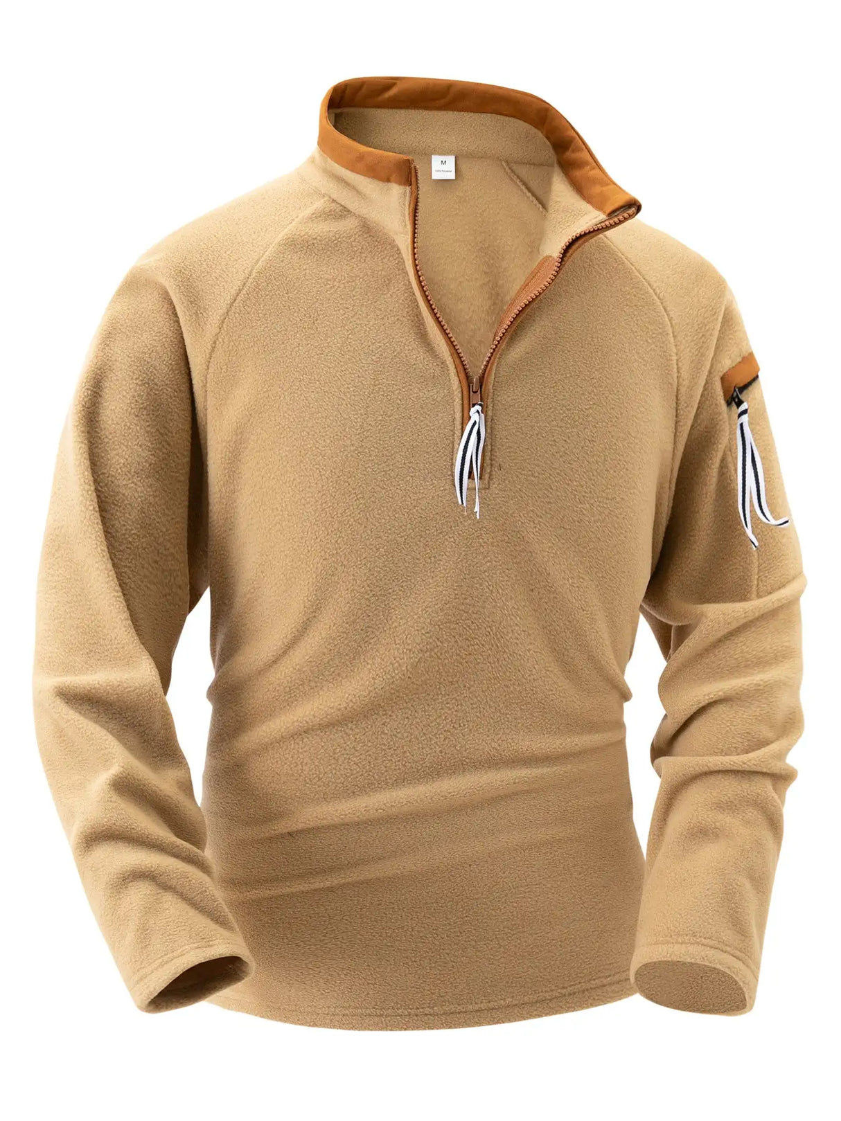 Stand Collar Half Zip Long Sleeve Tactical Arm Zipper Sweater - Lootquake