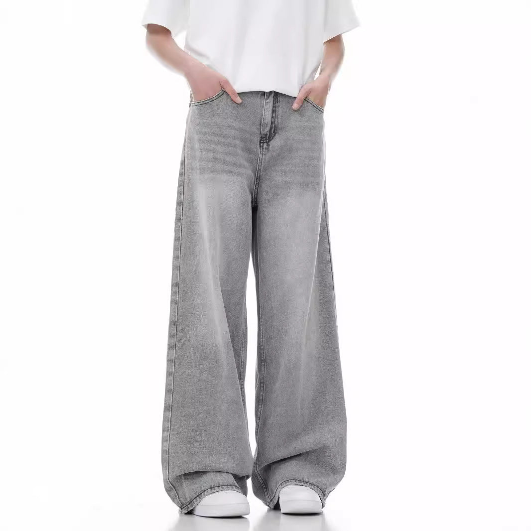 Loose Casual Wide Leg Straight Worn Jeans - Lootquake