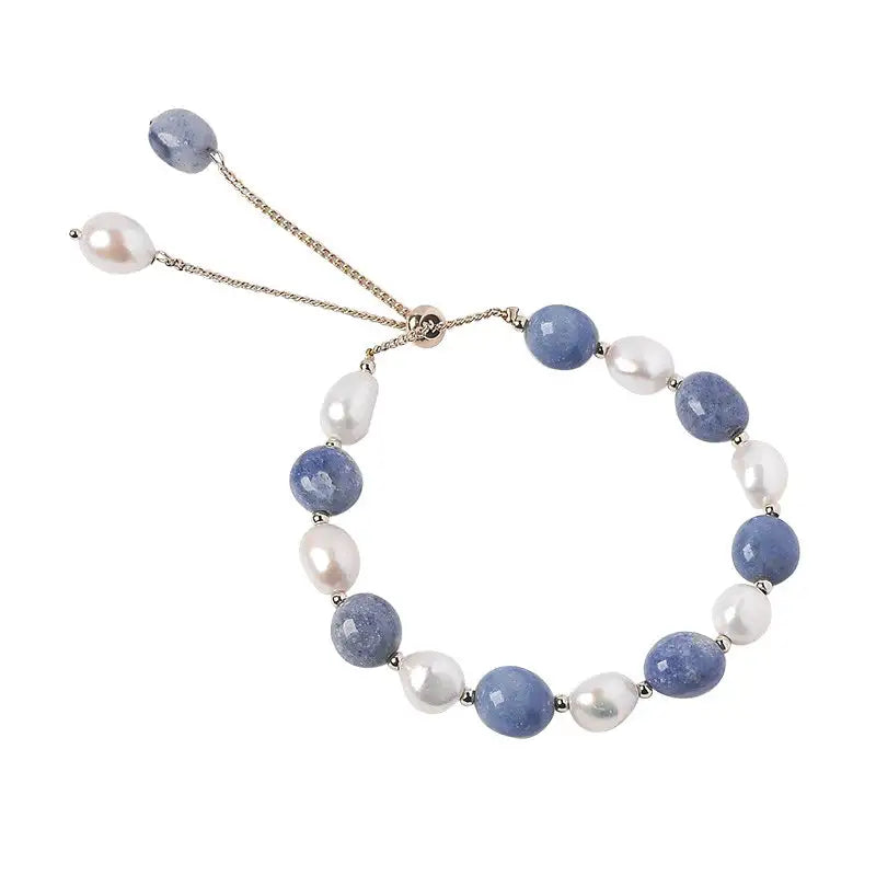 Blue Aventurine Freshwater Pearl Crystal Bracelet For Women - Lootquake