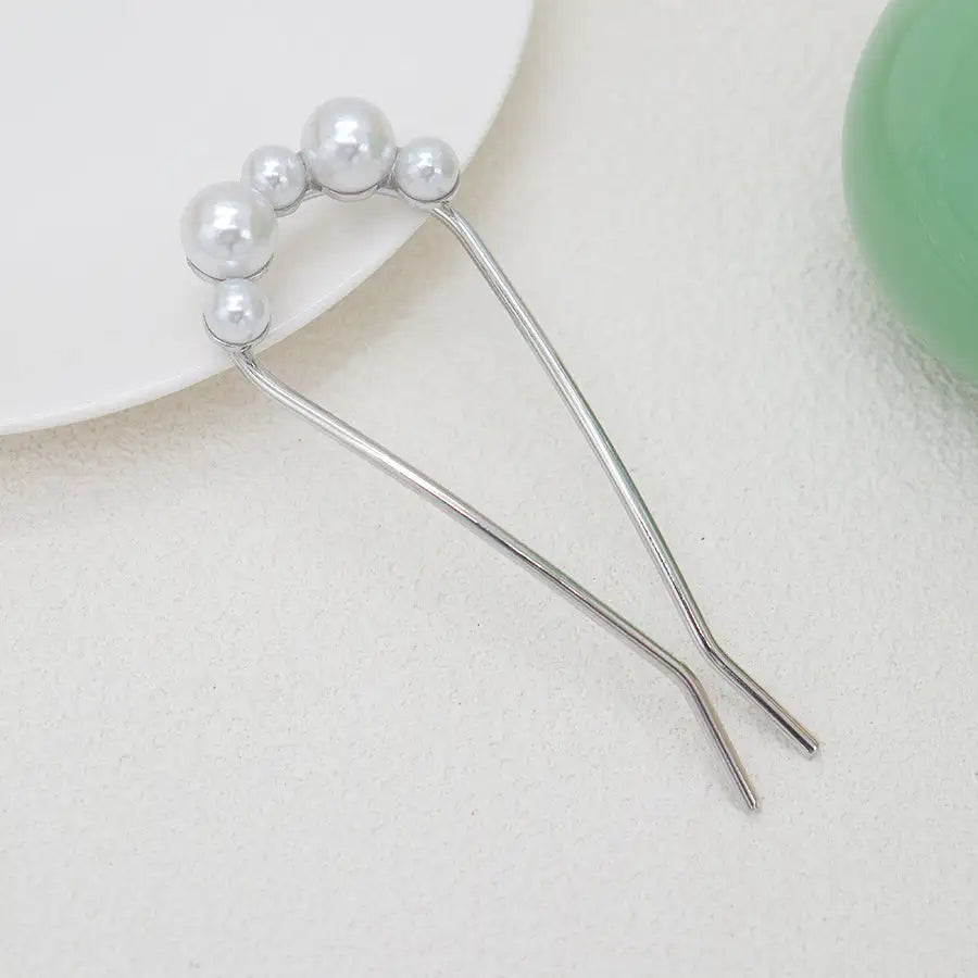 Fashion All-match Simple Pearl U-shaped Hair Clasp - Lootquake