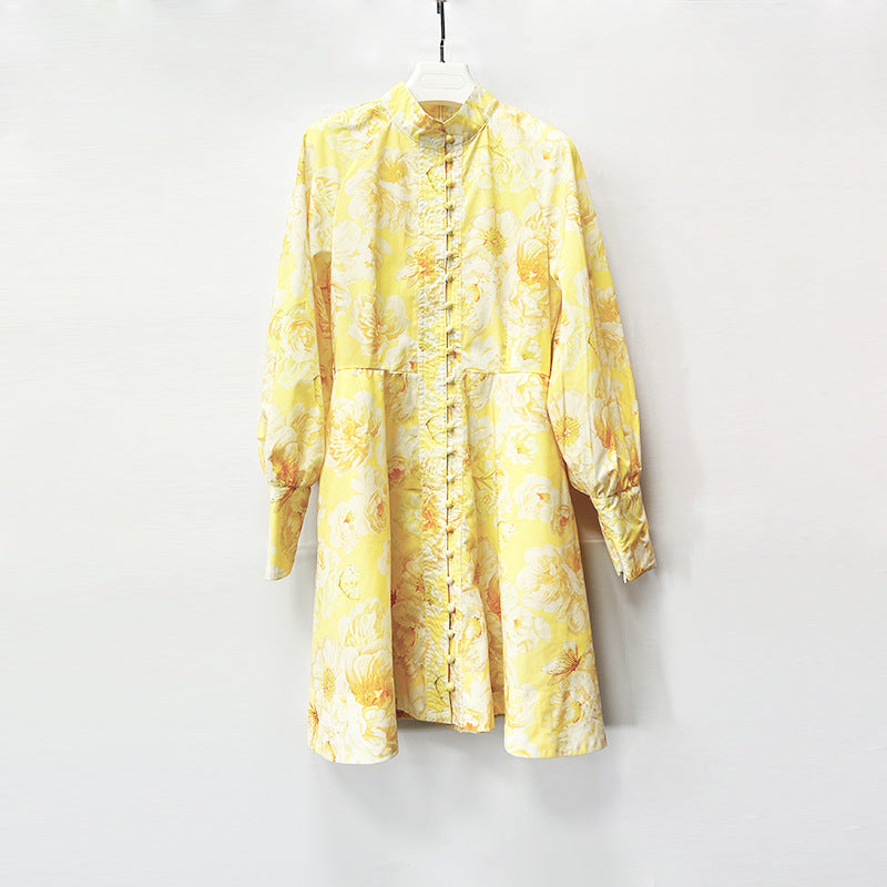 Vestido festivo con mangas farol y cinturón