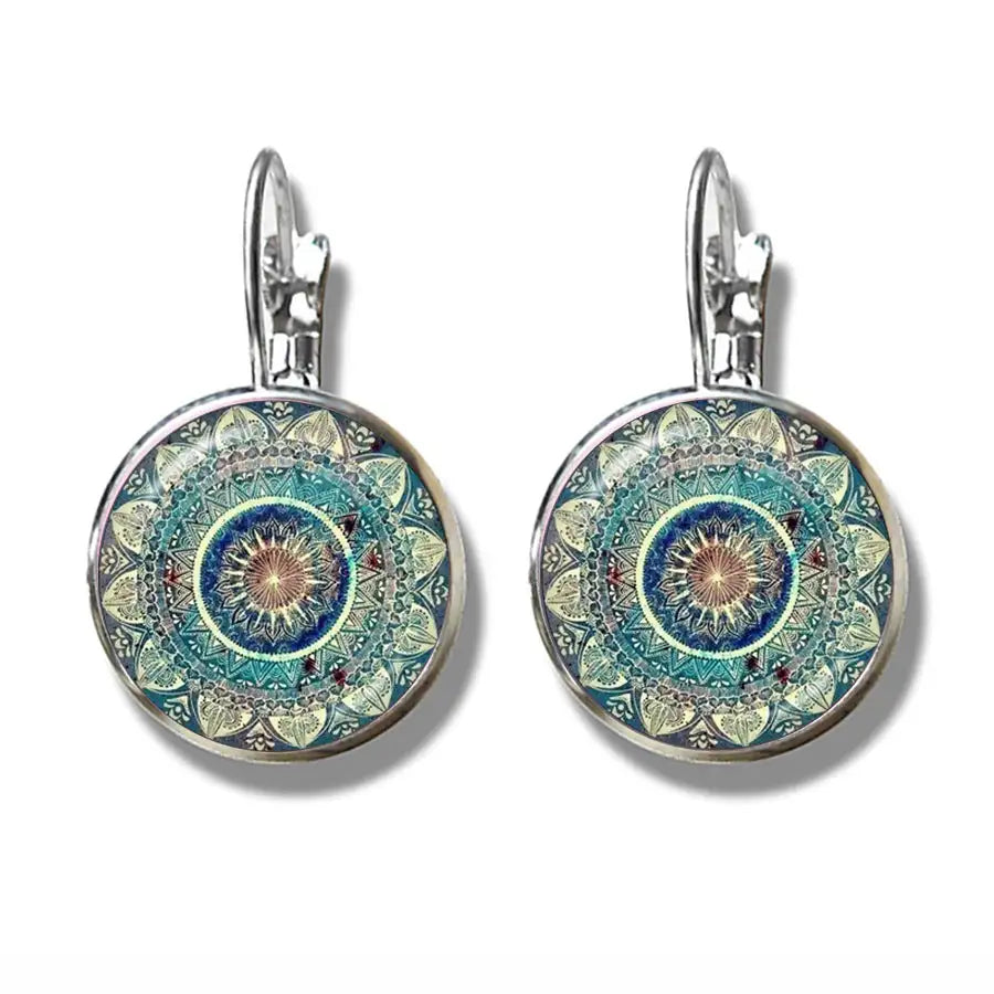 Mandala Art Picture Earrings Crystal Yoga Earrings - Lootquake