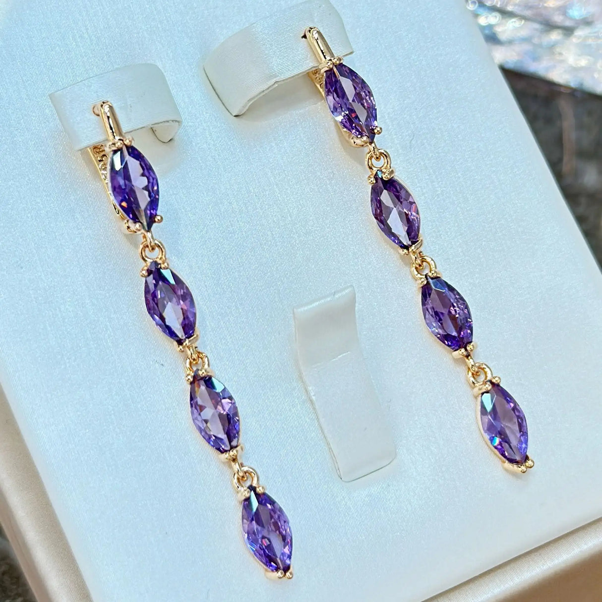 Amethyst Zircon Earrings Necklace Ring Suit - Lootquake