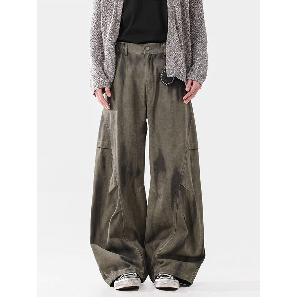 Loose Street Pleated Dirty Dyed Cargo Jeans - Lootquake