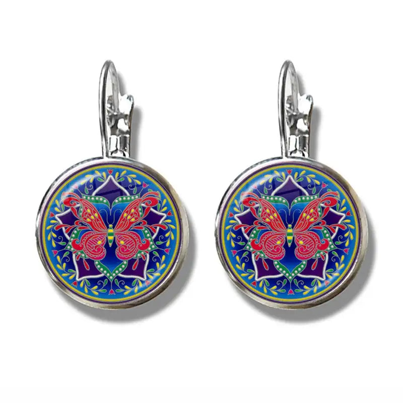 Mandala Art Picture Earrings Crystal Yoga Earrings - Lootquake