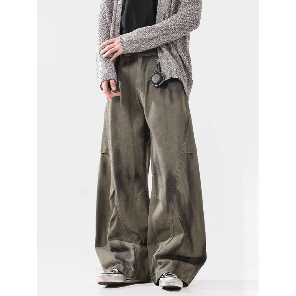 Loose Street Pleated Dirty Dyed Cargo Jeans - Lootquake