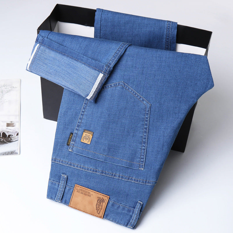 Summer Ultra-thin Tencel Men's Loose Straight Light Blue Thin And Comfortable Jeans - Lootquake