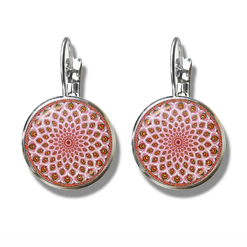 Mandala Art Picture Earrings Crystal Yoga Earrings - Lootquake