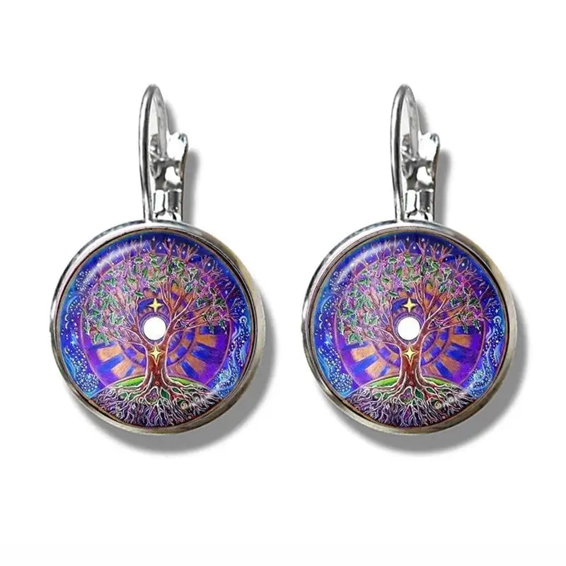 Mandala Art Picture Earrings Crystal Yoga Earrings - Lootquake