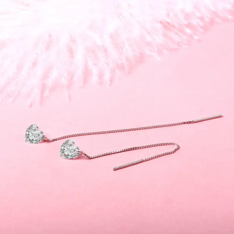 S925 Silver Crystal Zircon Earrings Love Red Diamond - Lootquake