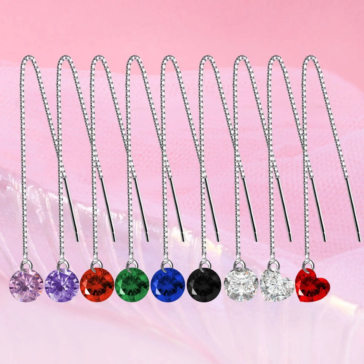 S925 Silver Crystal Zircon Earrings Love Red Diamond - Lootquake