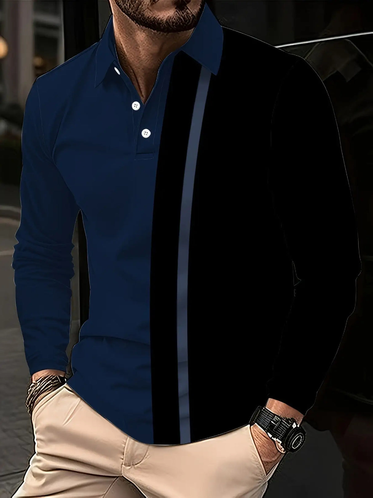 Men's Button Casual Slim Lapel 3D Printed Long Sleeve - Lootquake