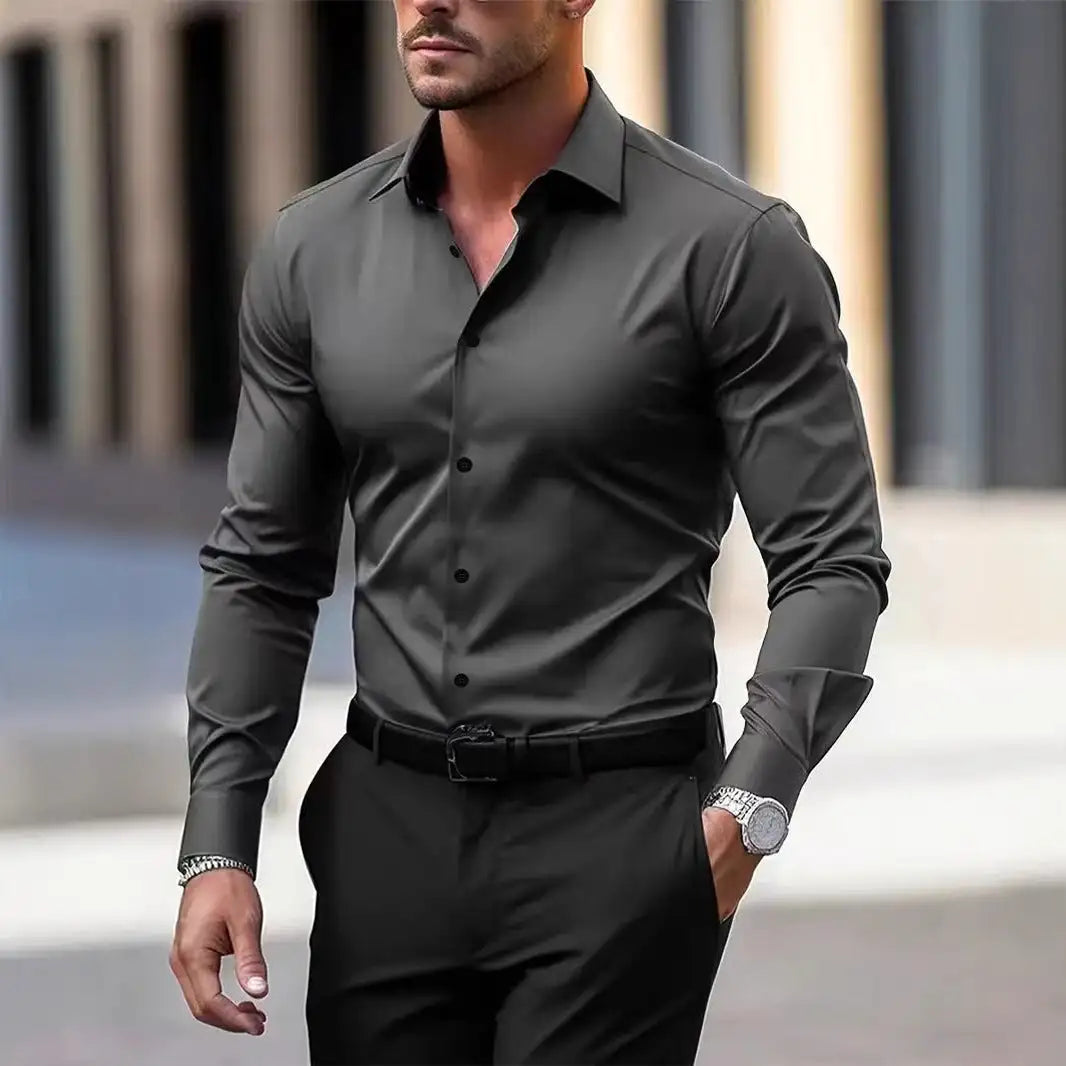Men's Long Sleeve Business Formal Wear Slim Fit Shirt - Lootquake