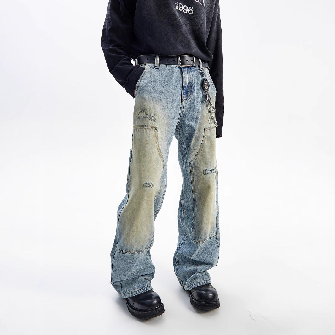 American Style Washed-out Vintage Straight Casual Loose Jeans - Lootquake