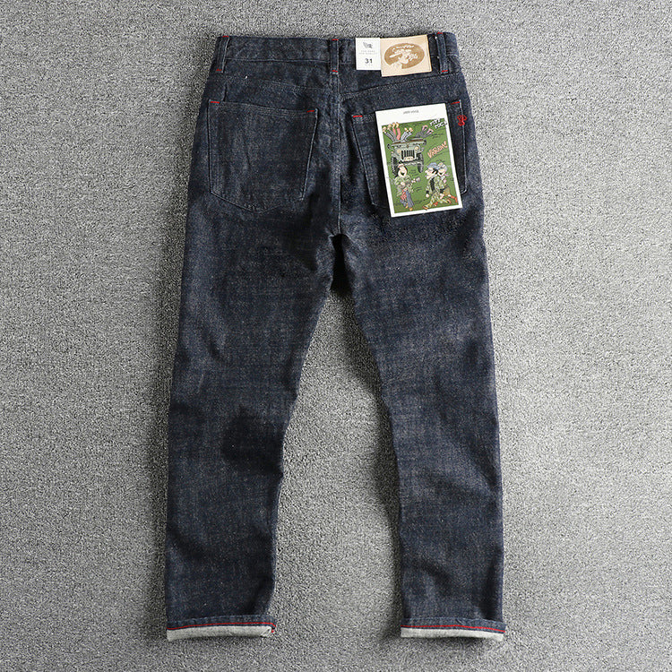 Heavy 14oz Bamboo High Cotton American Retro Jeans Men - Lootquake