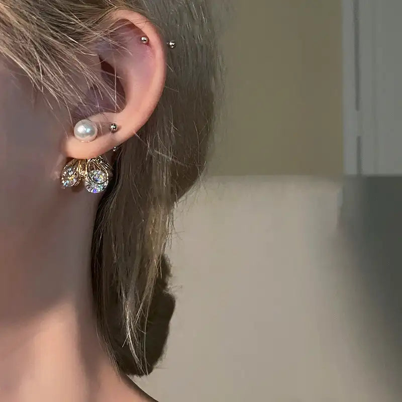 Fashion Personalized Zircon Heart Pearl Earrings Women - Lootquake