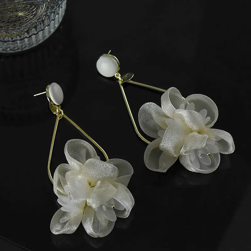 Fashion Flower Fabric Art Earrings Fairy - Lootquake