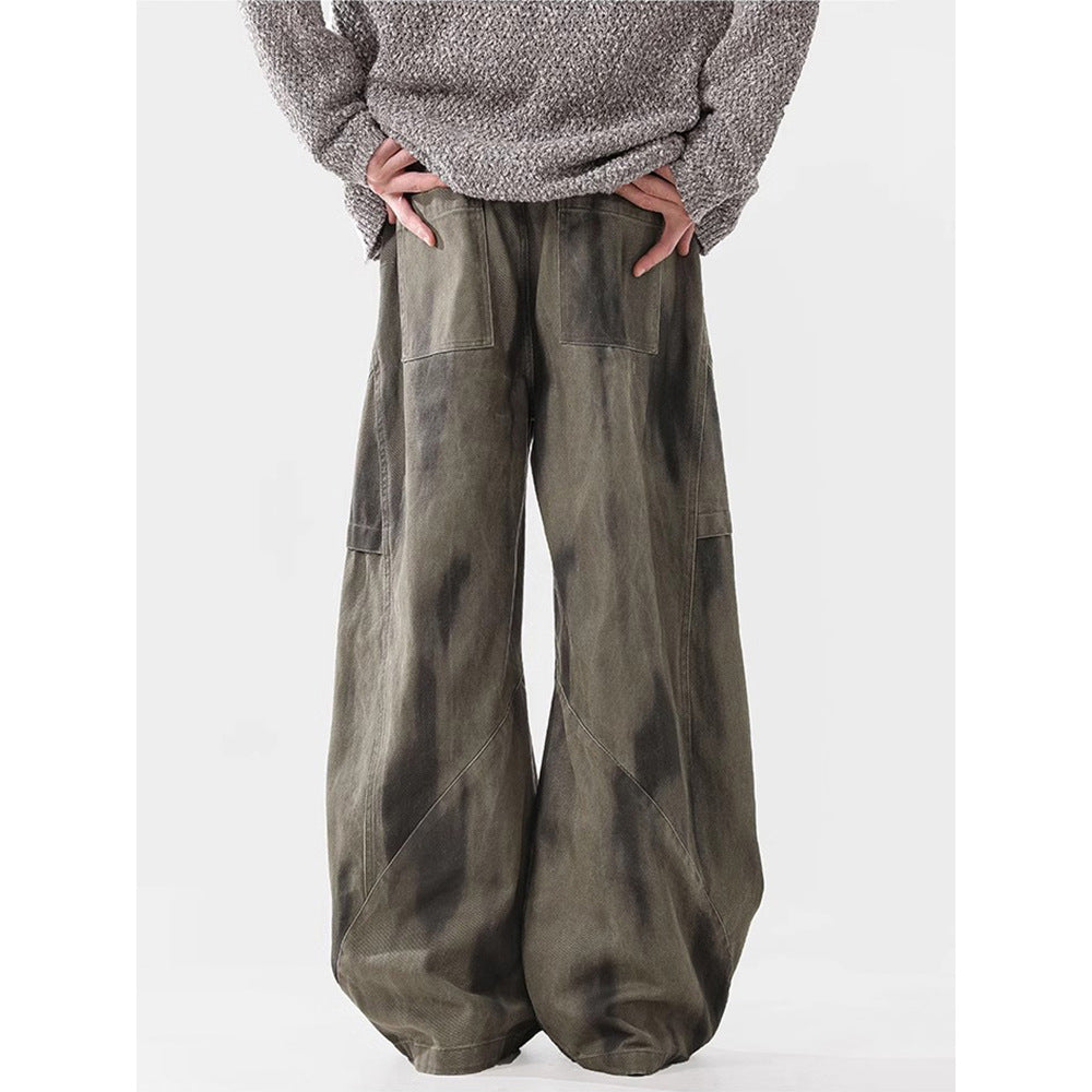 Loose Street Pleated Dirty Dyed Cargo Jeans - Lootquake