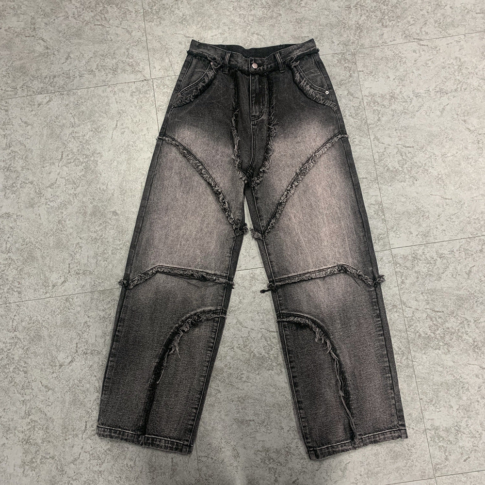 Street Fashion Vintage Jeans Raw Edges Design - Lootquake