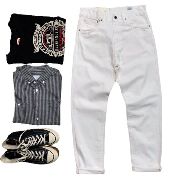 New Straight Men's Casual White Jeans - Lootquake