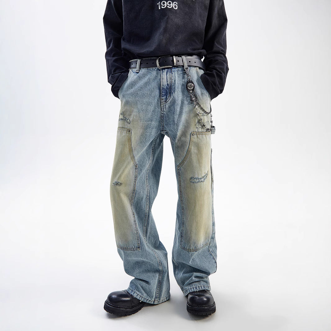 American Style Washed-out Vintage Straight Casual Loose Jeans - Lootquake