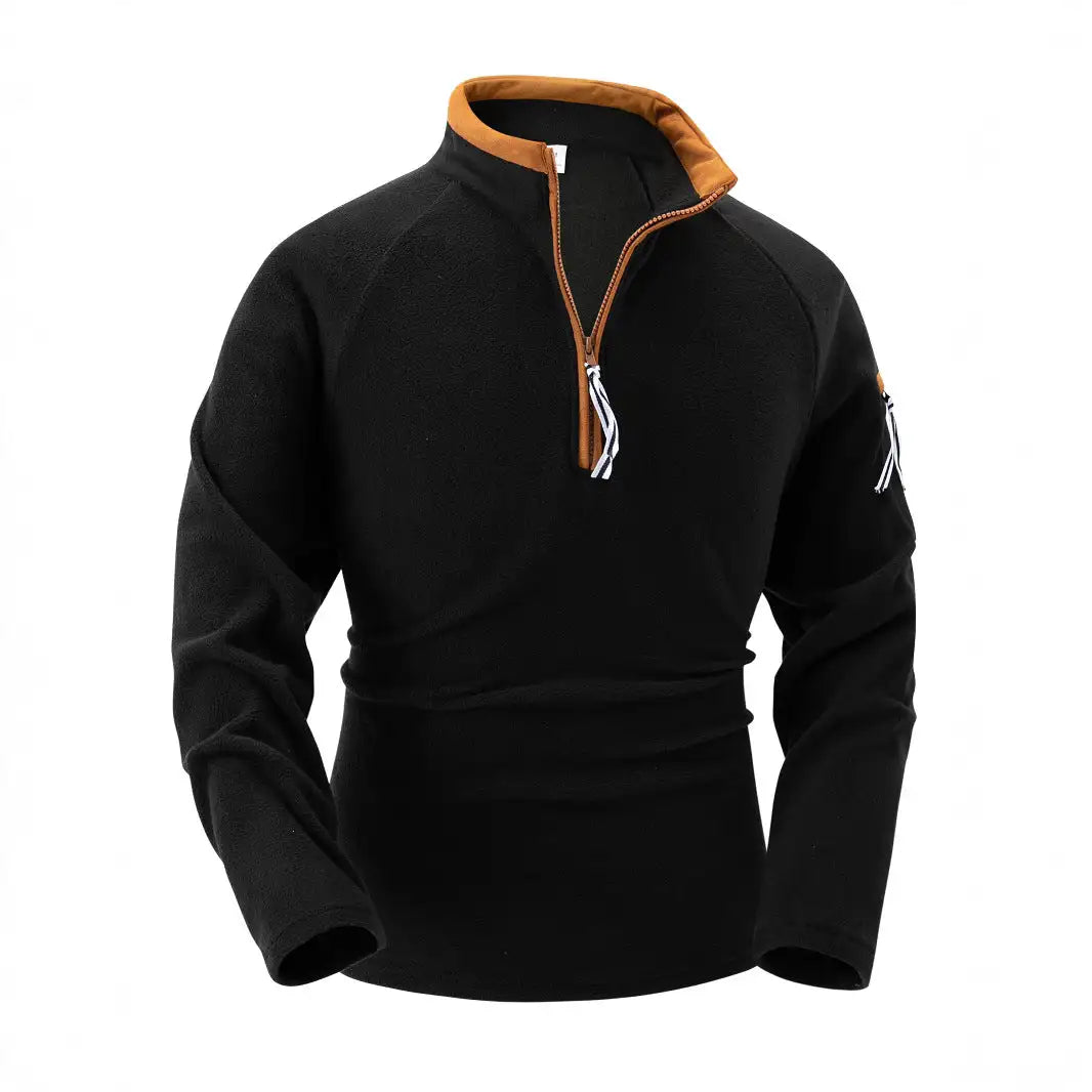 Stand Collar Half Zip Long Sleeve Tactical Arm Zipper Sweater - Lootquake