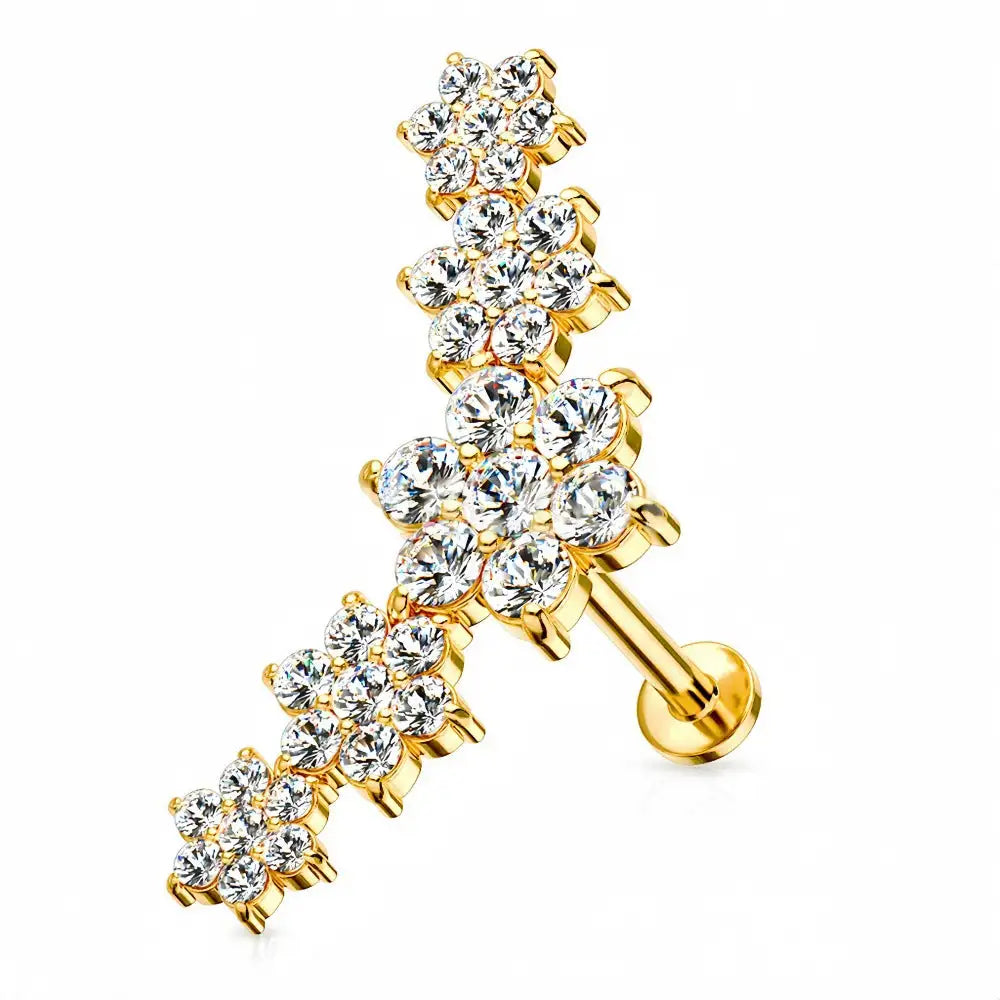 316 Stainless Steel Five Flowers Zircon Labret - Lootquake