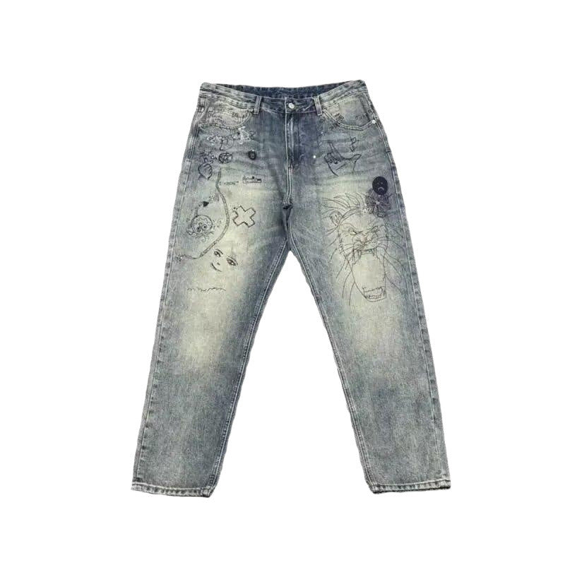 Personalized Letter Jeans Hip Hop Ins Trendy High Street - Lootquake