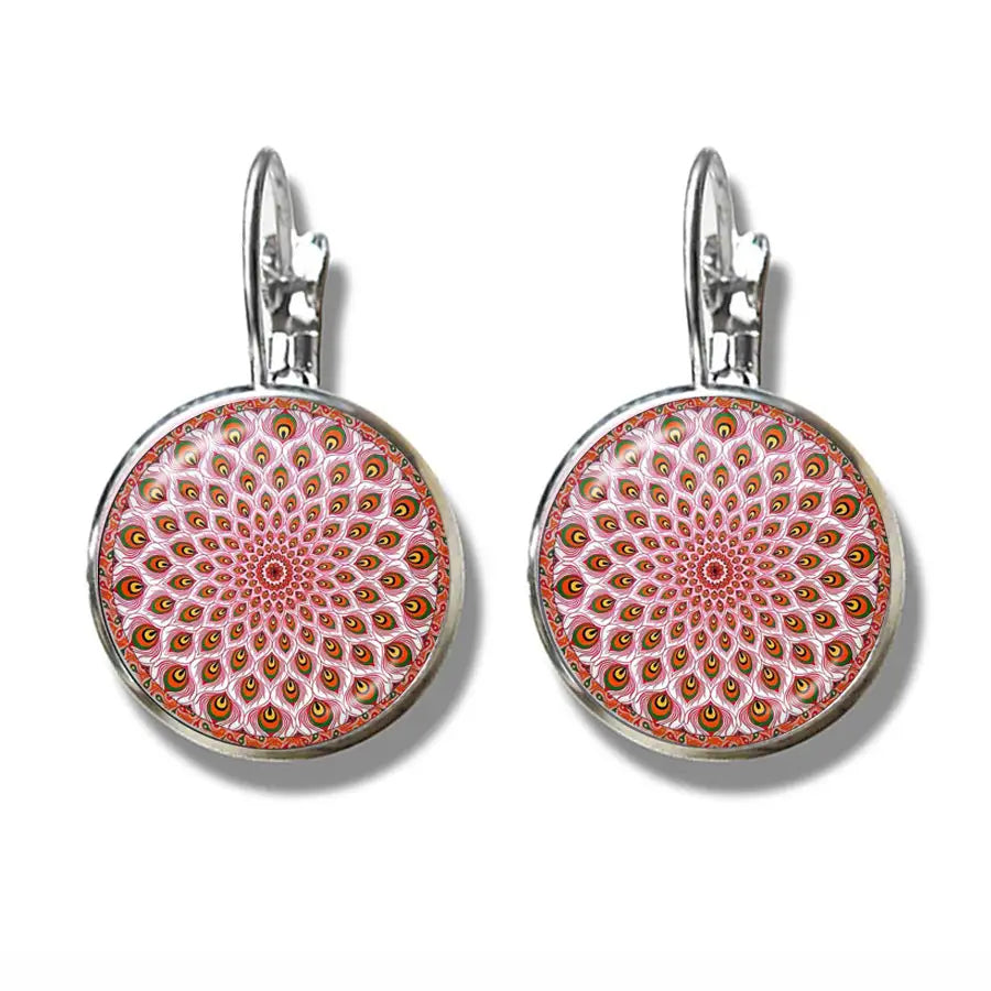 Mandala Art Picture Earrings Crystal Yoga Earrings - Lootquake