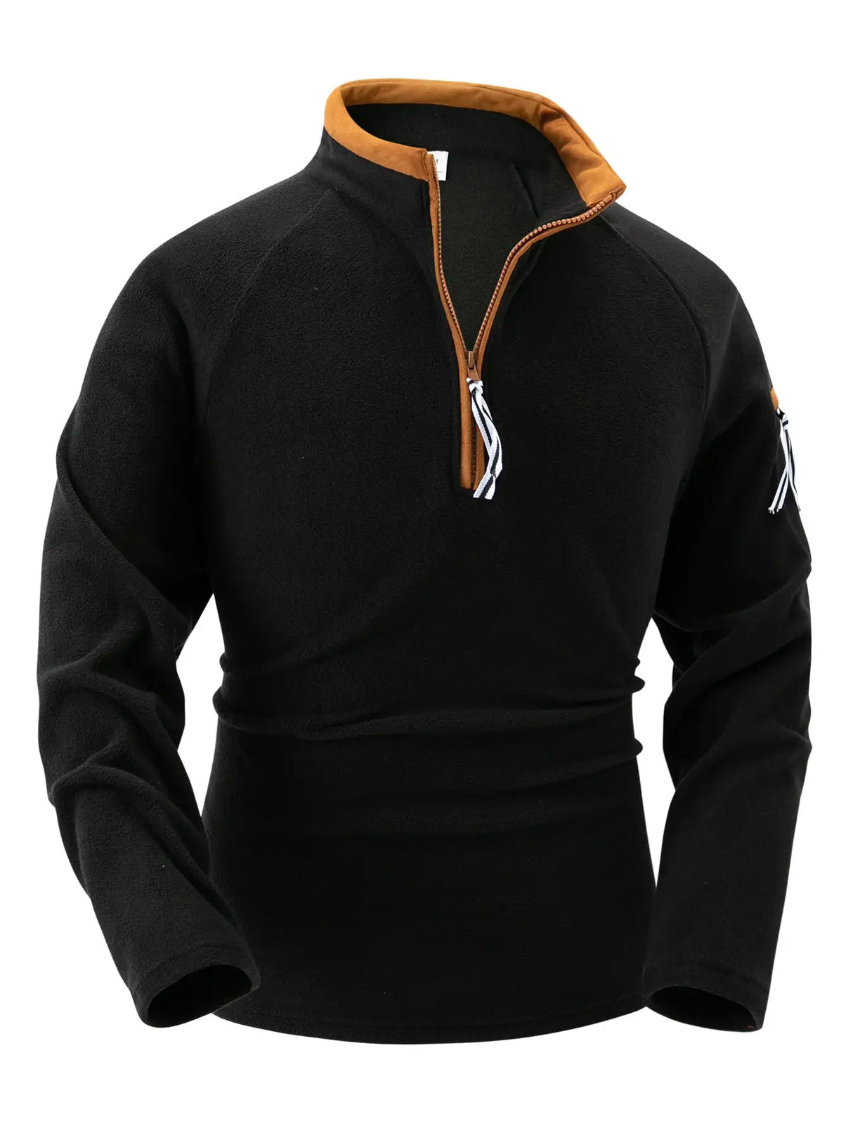 Stand Collar Half Zip Long Sleeve Tactical Arm Zipper Sweater - Lootquake