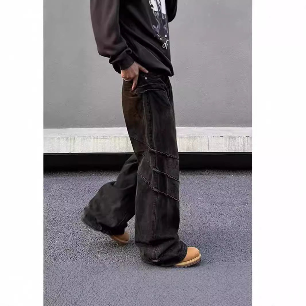 High Street Design Distressed And Dirty Waste-style Jeans For Men - Lootquake