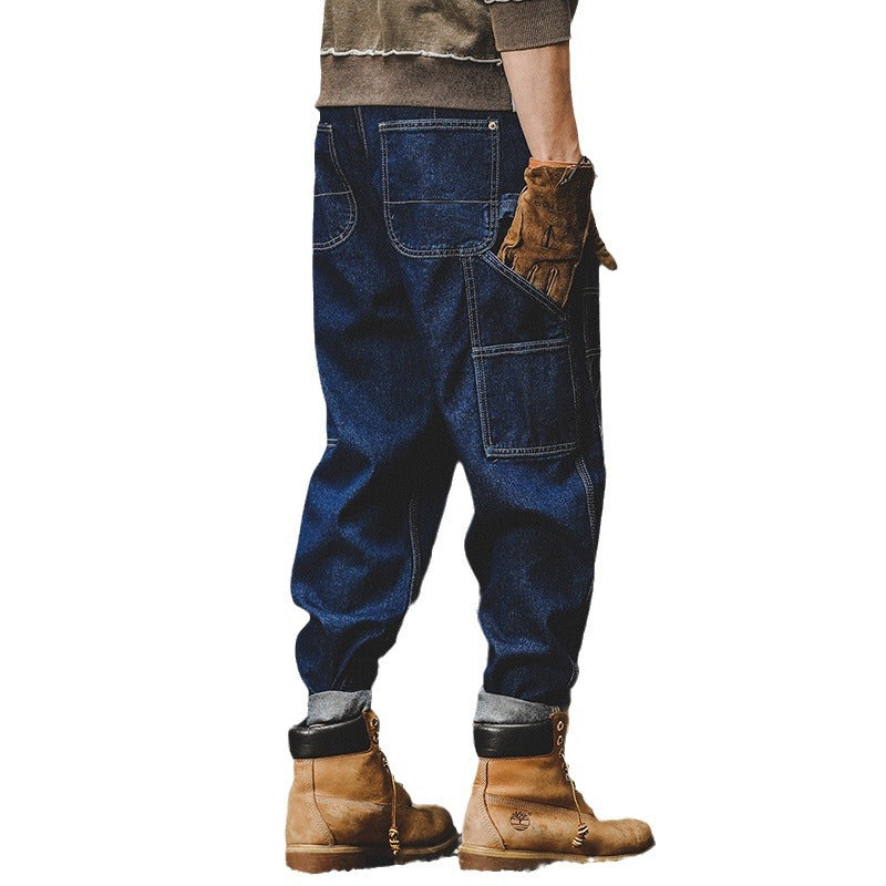 Retro Workwear Jeans Men's Autumn Loose Bright Line - Lootquake