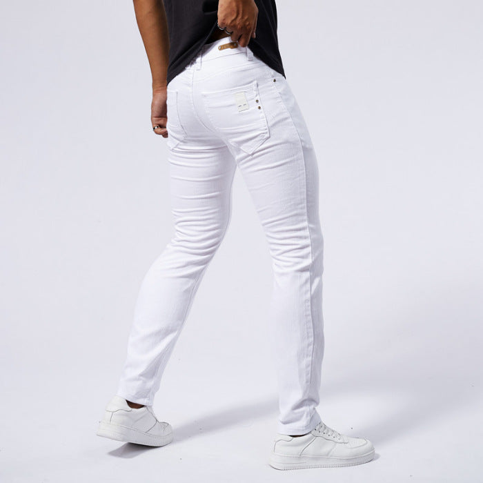 Men's European And American-style White Stretch Skinny Jeans - Lootquake
