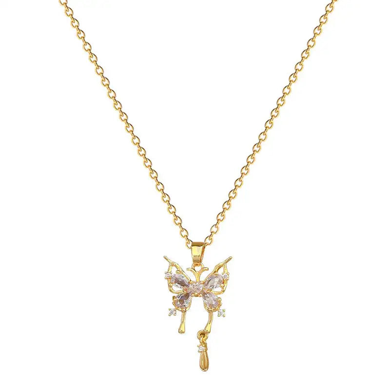 Titanium Steel Butterfly Drop Pendant Necklace Personality - Lootquake