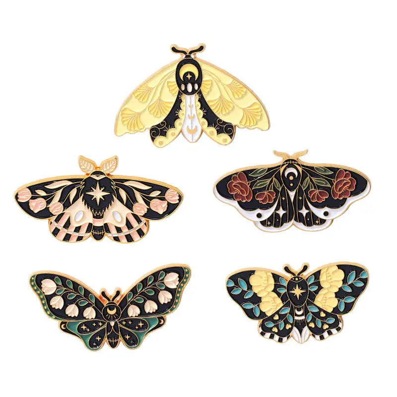 Cartoon Cute Moth Butterfly Insect Golden M Badge Biology Subject Student Bag Ornament Brooch Accessories - Lootquake