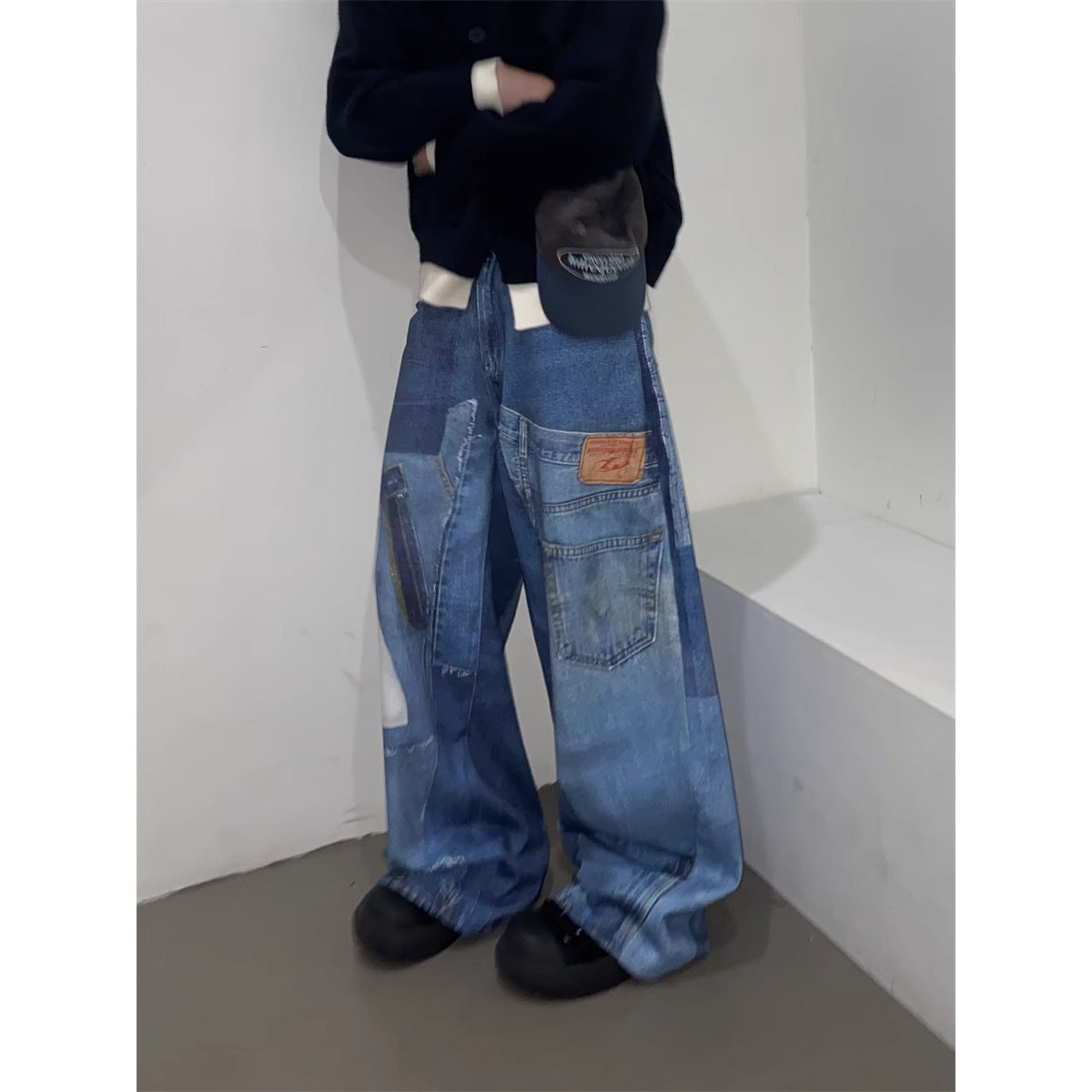 American Retro Independent Design Loose Straight Jeans Men - Lootquake