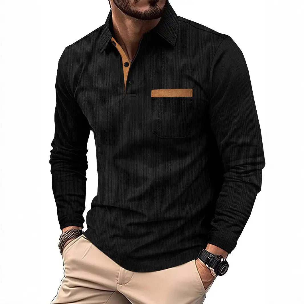 Sports Long Sleeve Lapel Men's Polo Shirt - Lootquake