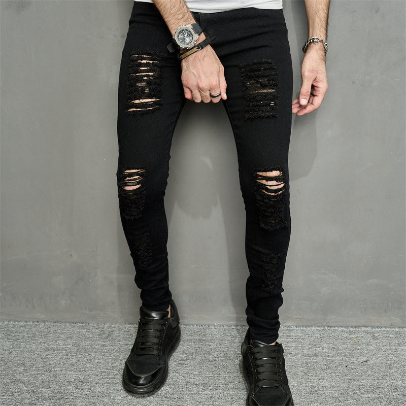 Men's Leisure Ripped Denim Feet Personality Trendy Jeans - Lootquake