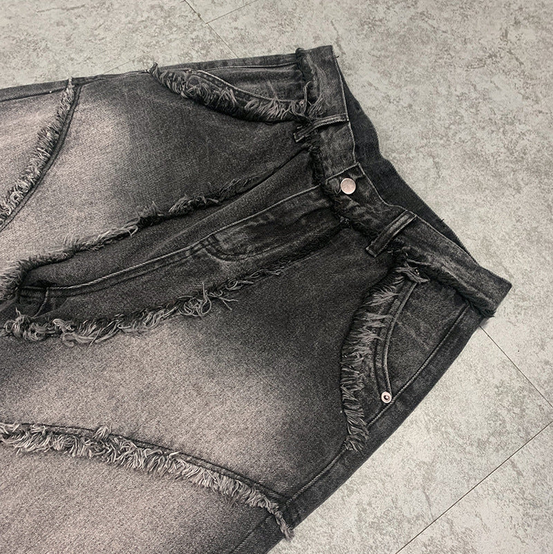 Street Fashion Vintage Jeans Raw Edges Design - Lootquake