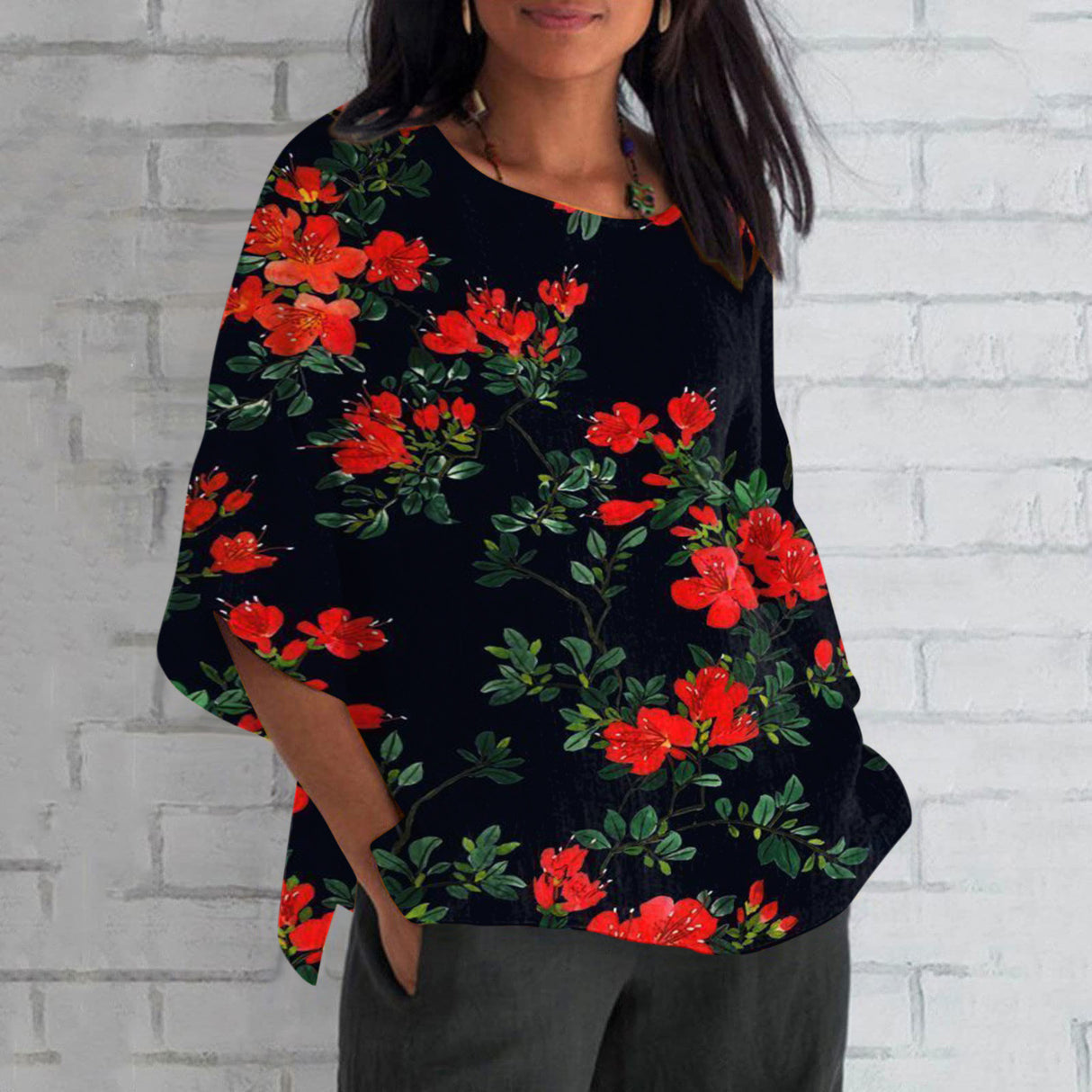 Camiseta de manga larga con estampado 3D para mujer