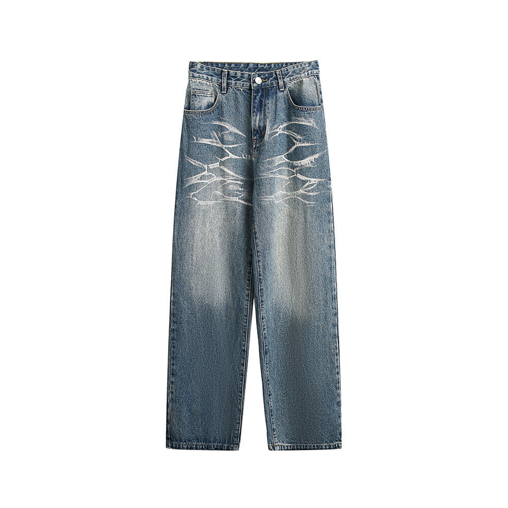 Washed Straight Jeans Men's Casual Long Pants - Lootquake